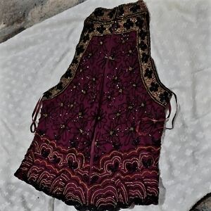 FREE COPY VTG Papell EVENING Embroidered Embeĺlished Sequin BEADED Halter READ